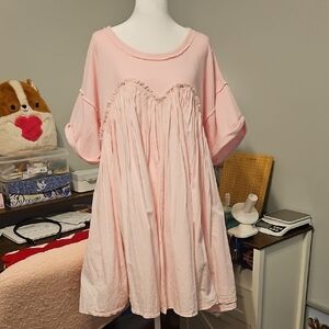 NWT Free People Catalina Pink Babydoll Dress. Size L.